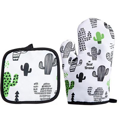 Cactus - Patterned Oven Mitt & Pot Holder Set