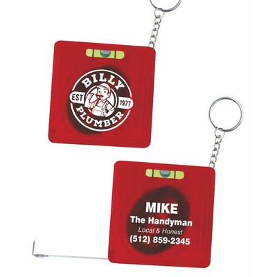 Union Printed - Square Shaped Shaped - 39" Tape Measure with Level - 1-Color Print