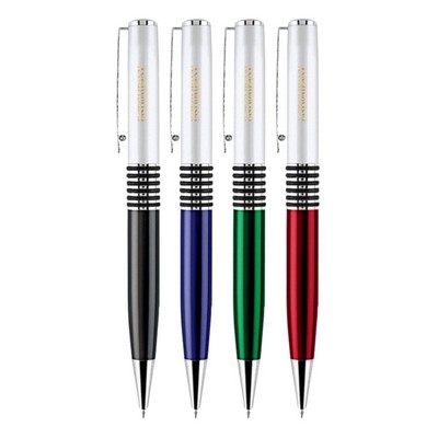 Union Printed - Ruby Satin Chrome Twist Metal Pen